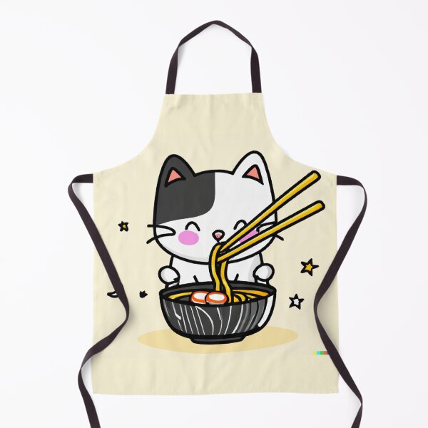 Item preview, Cute Cat Eating Ramen Noodles designed and sold by orchidgd.