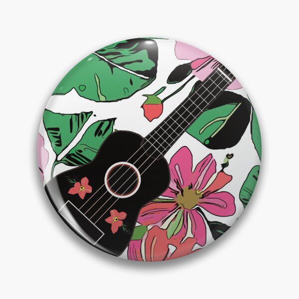 Item preview, Ukulele with big flowers with leaves - pattern designed and sold by piesdesignart.