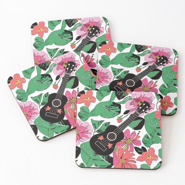 Item preview, Ukulele with big flowers with leaves - pattern designed and sold by piesdesignart.