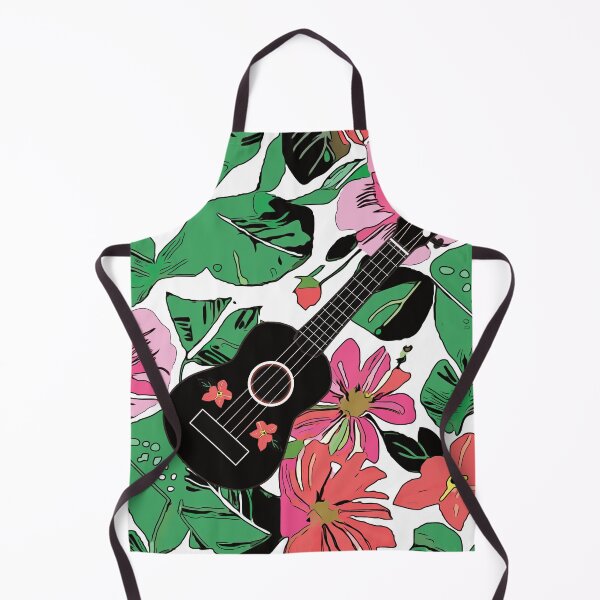 Item preview, Ukulele with big flowers with leaves - pattern designed and sold by piesdesignart.