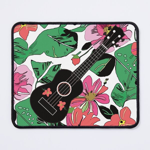 Item preview, Ukulele with big flowers with leaves - pattern designed and sold by piesdesignart.