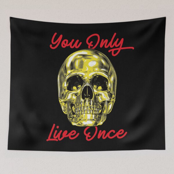Aperçu de l'œuvre Crâne On ne vit qu'une fois YOLO Gold créée et vendue par Creative--Style.