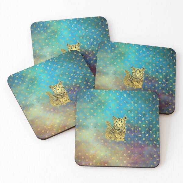 Item preview, Bohemian Cat Golden Decor on Paint Background designed and sold by k9printart.