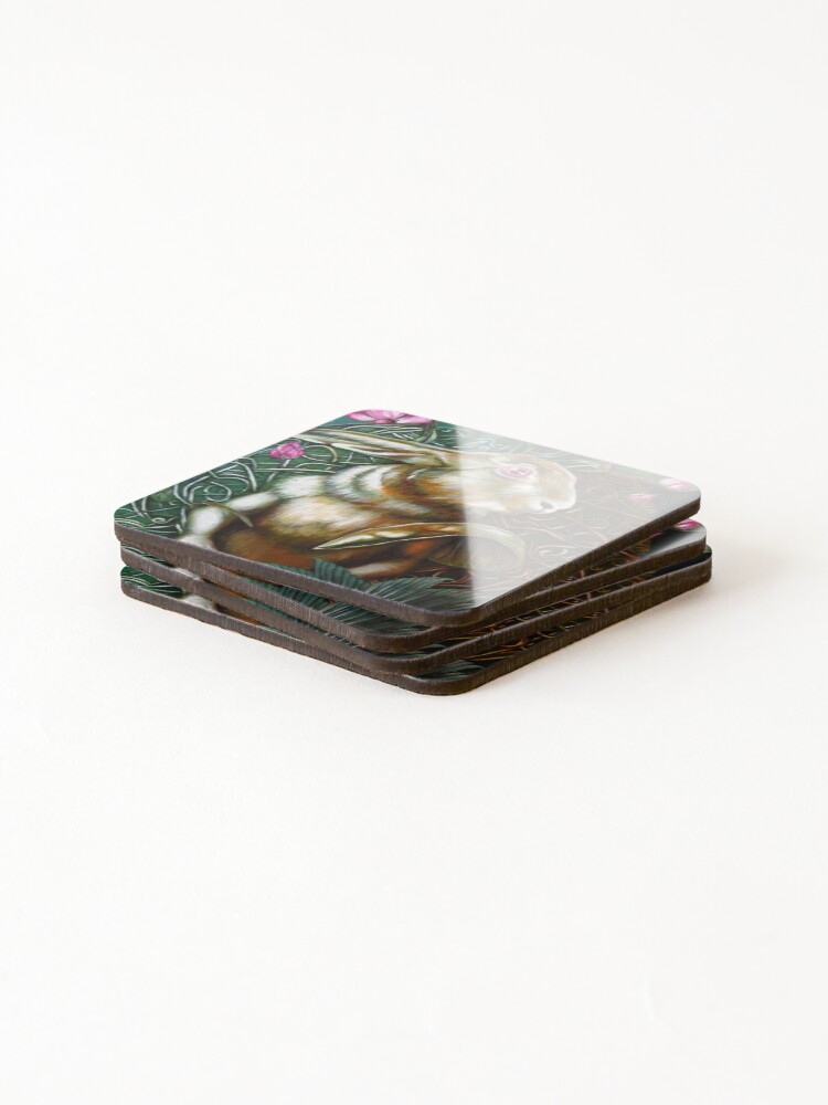 Thumbnail 4 of 5, Coasters (Set of 4), Water Rabbit designed and sold by RachelSVParry.
