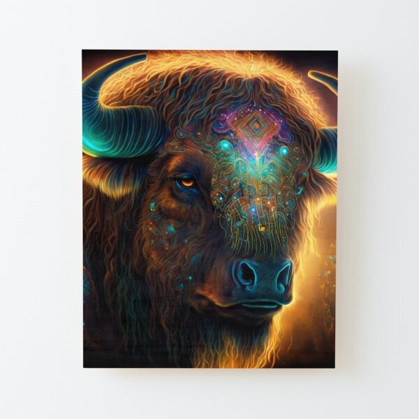 Cosmic Buffalo Spirit Wood Mounted Print