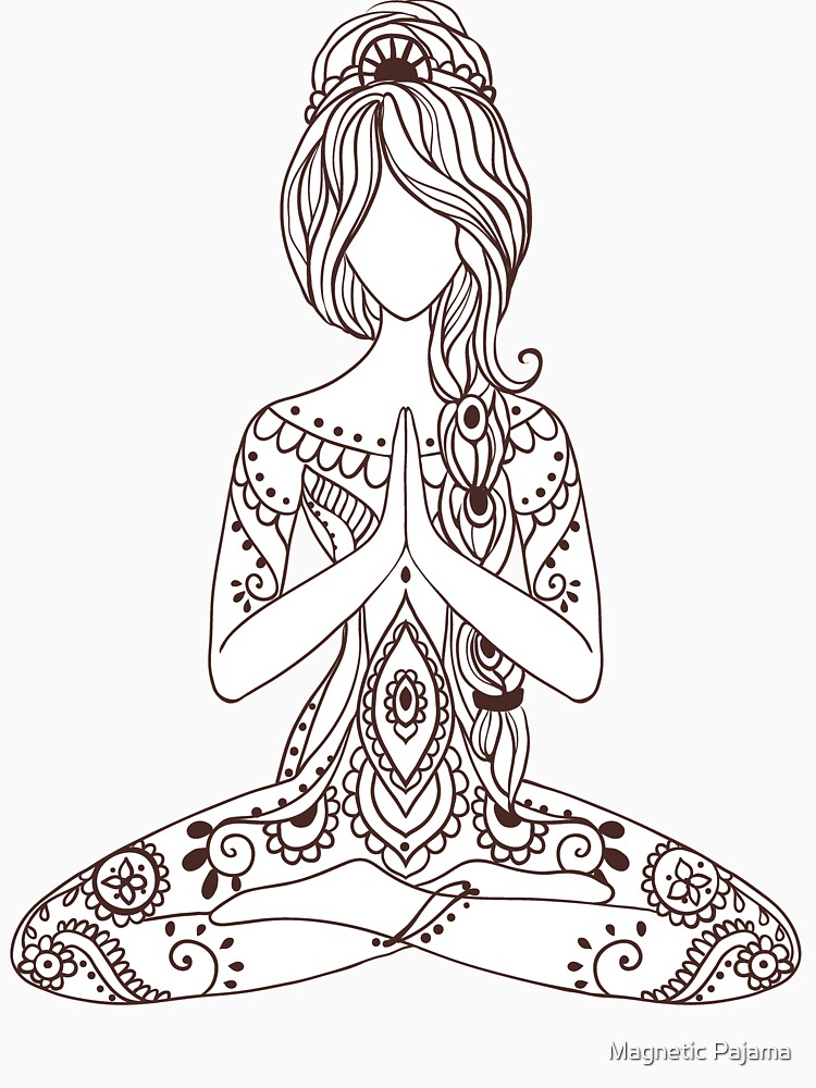 Paisley Meditating Goddess in Lotus Pose by MagneticMama