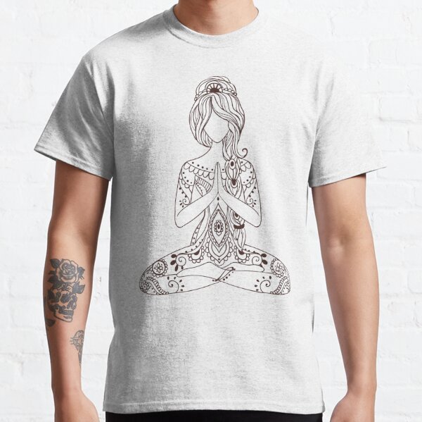 Paisley Meditating Goddess in Lotus Pose Classic T-Shirt