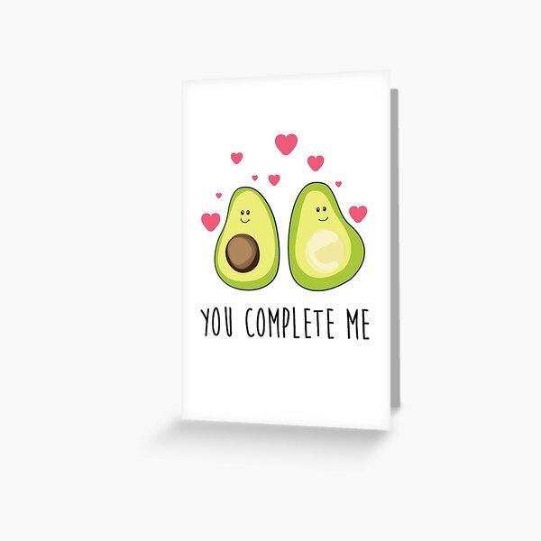 "You Complete Me" Avocados with Hearts Greeting Card
