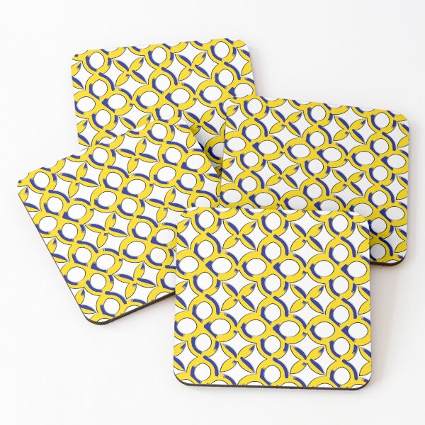 Item preview, A pattern of circular rings in blue and yellow. designed and sold by storefunnypets.