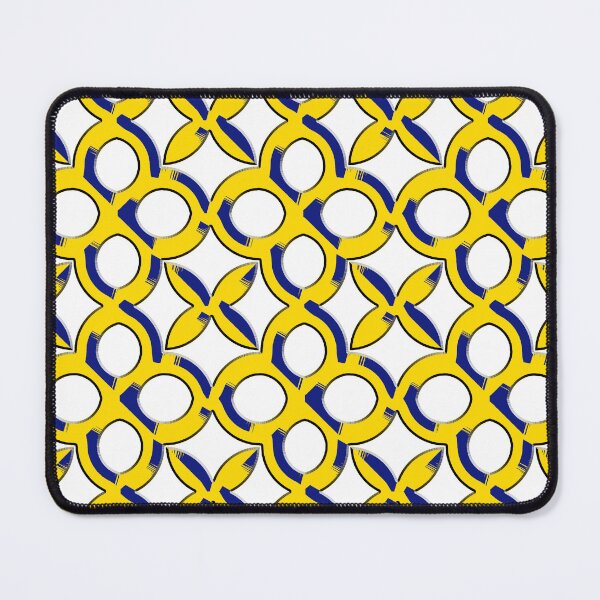 Item preview, A pattern of circular rings in blue and yellow. designed and sold by storefunnypets.