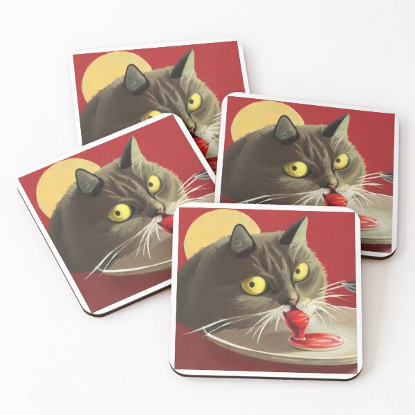 Artikelvorschau, Katze, die Ketchup isst entworfen und verkauft von CheeseBlueprint.