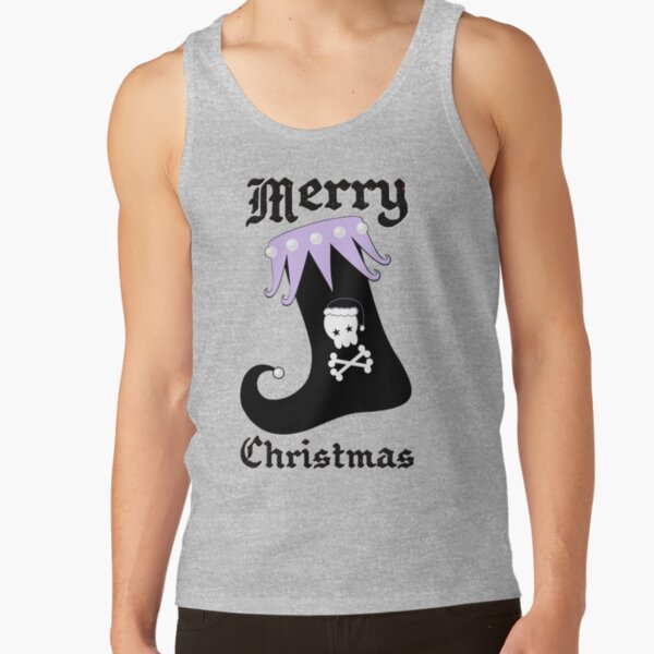 Pastel Goth Christmas | Creepy Stocking | Santa Skull & Cross Bones Tank Top