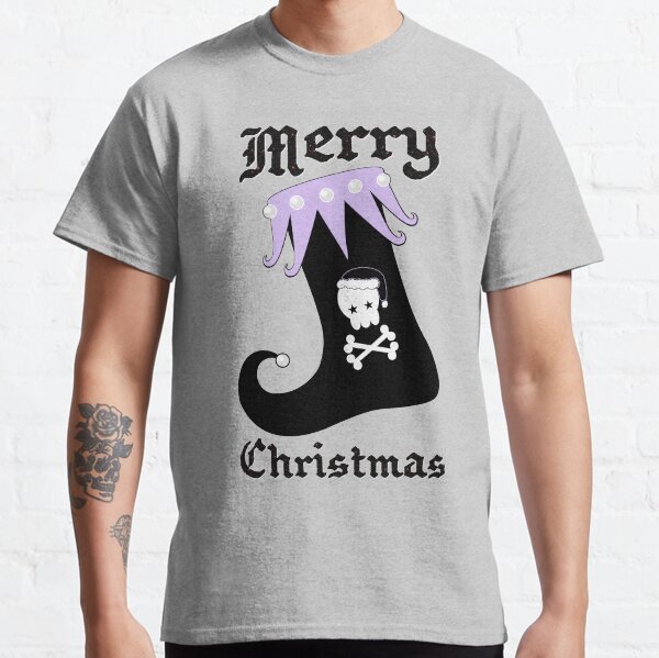 Pastel Goth Christmas | Creepy Stocking | Santa Skull & Cross Bones Classic T-Shirt