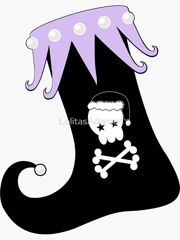 Pastel Goth Christmas | Creepy Stocking | Santa Skull & Cross Bones by LolitasAdorned