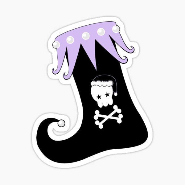 Pastel Goth Christmas | Creepy Stocking | Santa Skull & Cross Bones Sticker