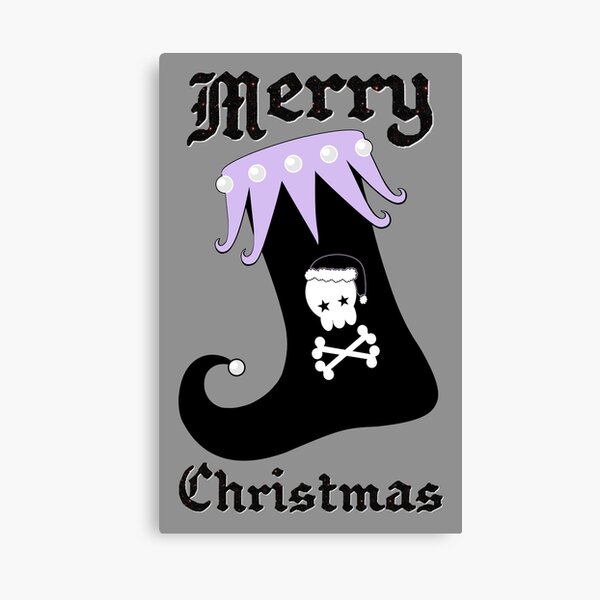 Pastel Goth Christmas | Creepy Stocking | Santa Skull & Cross Bones Canvas Print