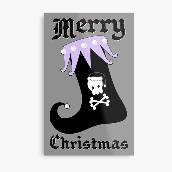 Pastel Goth Christmas | Creepy Stocking | Santa Skull & Cross Bones Metal Print