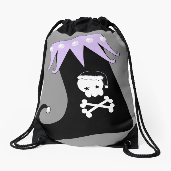 Pastel Goth Christmas | Creepy Stocking | Santa Skull & Cross Bones Drawstring Bag