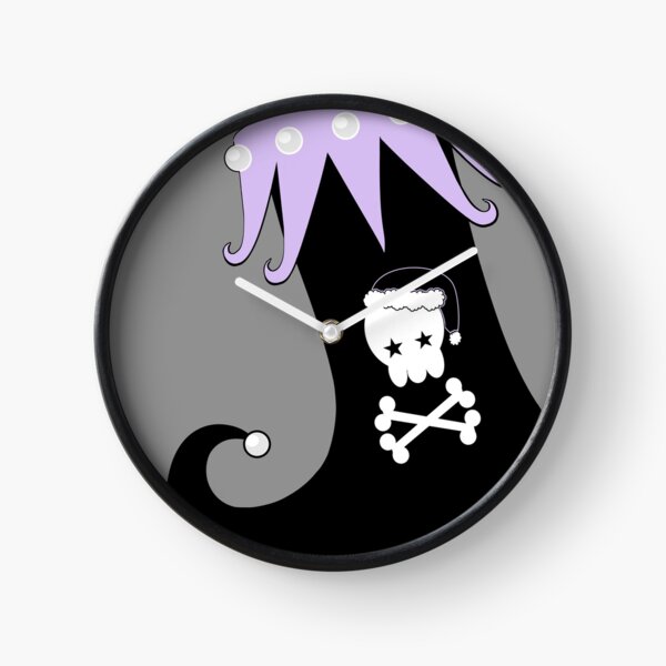 Pastel Goth Christmas | Creepy Stocking | Santa Skull & Cross Bones Clock
