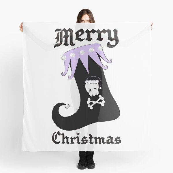 Pastel Goth Christmas | Creepy Stocking | Santa Skull & Cross Bones Scarf