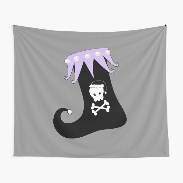 Pastel Goth Christmas | Creepy Stocking | Santa Skull & Cross Bones Tapestry