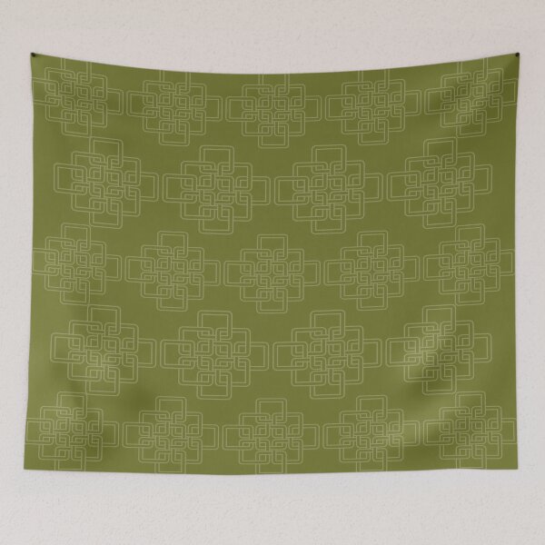 Item preview, Patrón de nudo celta sobre fondo verde oliva designed and sold by burbankdesigns.