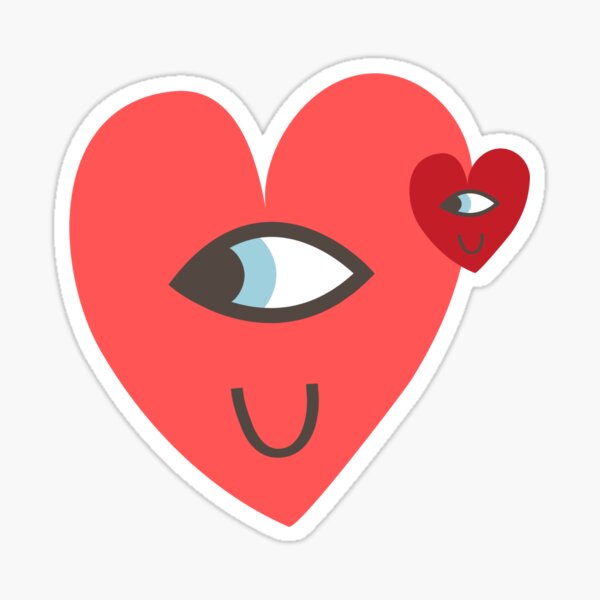 red heart with eye y2k sticker pack