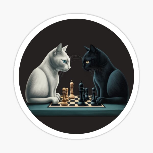 Vista previa del artículo con la obra «Black Cat vs White Cat: El juego mental de ajedrez», diseñado y vendido por Yassine  Laouini.