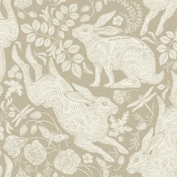 Artwork thumbnail, Ivory Rabbit on Linen by Silver Steer Design