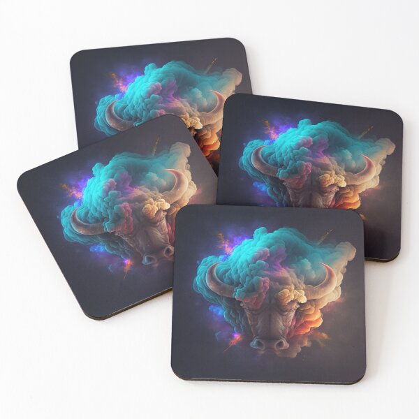 Item preview, Taurus Star Sign Spirit Animal in Cosmic Rainbow Space Cloud  designed and sold by AdamesArtStudio.