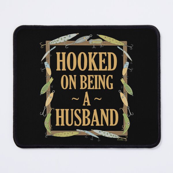 Item preview, Hooked on being a Husband - Husband Fishing Lure Design - Fishing Lures Border - Black designed and sold by EcoElsa.