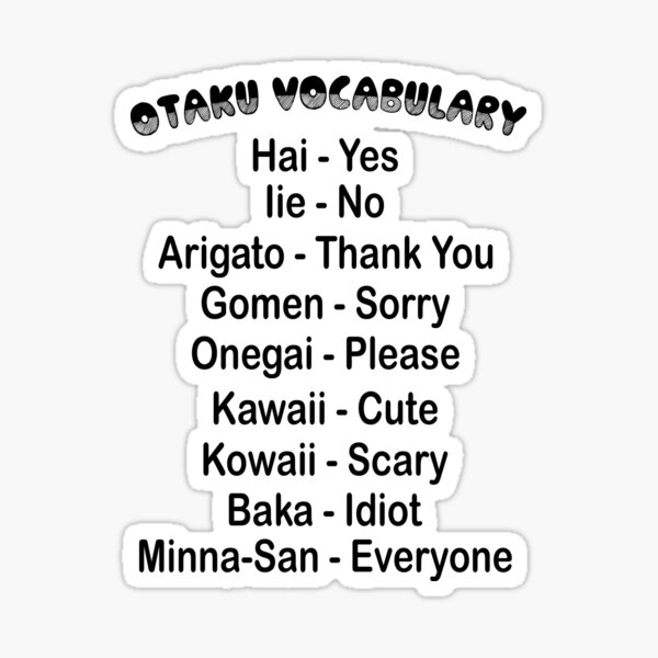 Otaku Vocabulary Shirt Sticker
