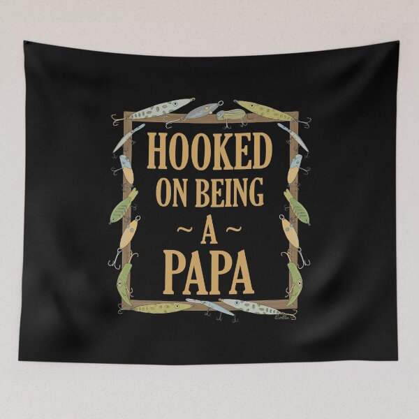 Item preview, Hooked on being a Papa - Papa Fishing Lure Design - Fishing Lures Border - Black designed and sold by EcoElsa.