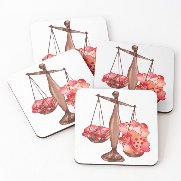 Item preview, Scale of Justice Floral Print watercolor Red hearts Boho Love books pink color designed and sold by Lawandmedical.