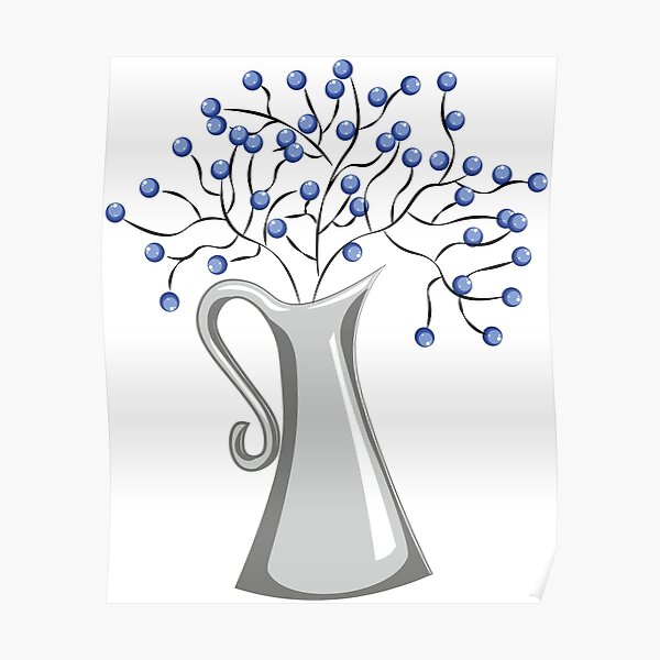 Von Hand gezeichnete digitale blaue Beeren Poster