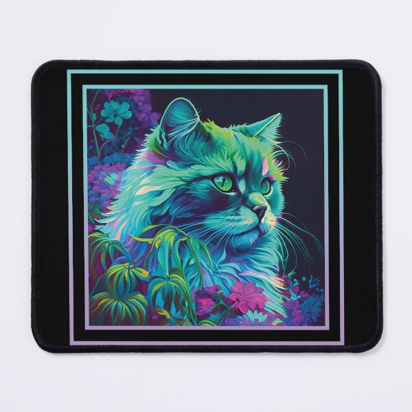 Item preview, Insistent Selkirk Rex Cat Vibrant Tropical Flower Digital Oil Painting Portrait designed and sold by arthouseflunky.