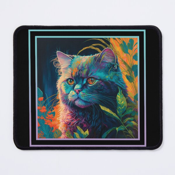 Item preview, Curious Selkirk Rex Cat Vibrant Tropical Flower Digital Oil Painting Portrait designed and sold by arthouseflunky.