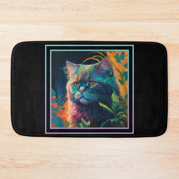 Item preview, Curious Selkirk Rex Cat Vibrant Tropical Flower Digital Oil Painting Portrait designed and sold by arthouseflunky.