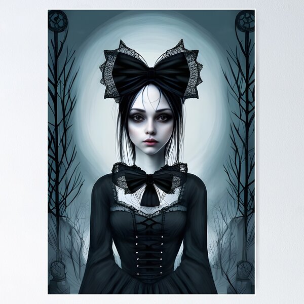 Goth Girl Poster Gothic Women Portrait Wild Against The Dark