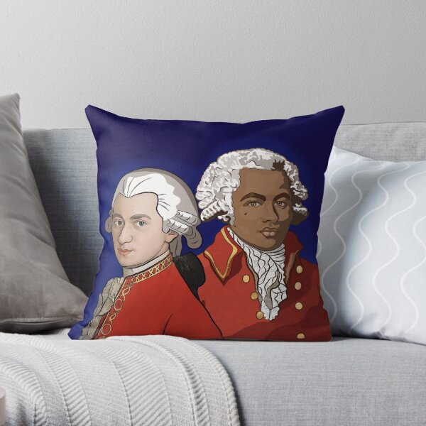 Mozart and Chevalier de Saint-Georges blue Throw Pillow
