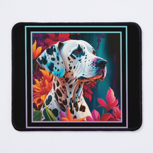 Item preview, Dashing Dalmatian Dog Floral Vibrant Tropical Digital Oil Painting Pet Portrait designed and sold by arthouseflunky.