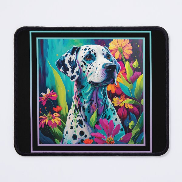 Item preview, Derpy Dalmatian Dog Floral Vibrant Tropical Digital Oil Painting Pet Portrait designed and sold by arthouseflunky.