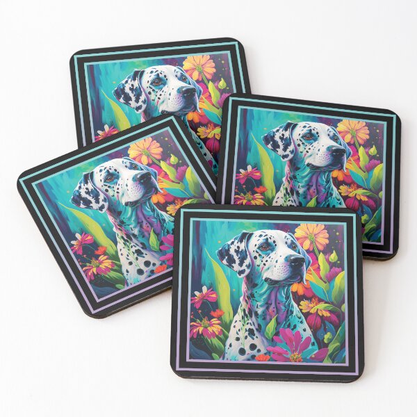 Item preview, Derpy Dalmatian Dog Floral Vibrant Tropical Digital Oil Painting Pet Portrait designed and sold by arthouseflunky.