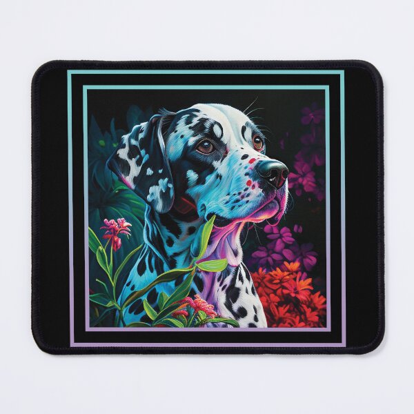 Item preview, Friendly Dalmatian Dog Floral Vibrant Tropical Digital Oil Painting Pet Portrait designed and sold by arthouseflunky.