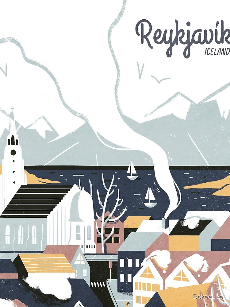 Reykjavik, Iceland, Travel poster by BokeeLee