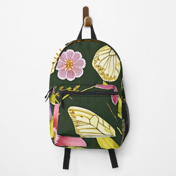 Item preview, Ivory butterfly on hunter-green background with floral edging designed and sold by scottanderson2.