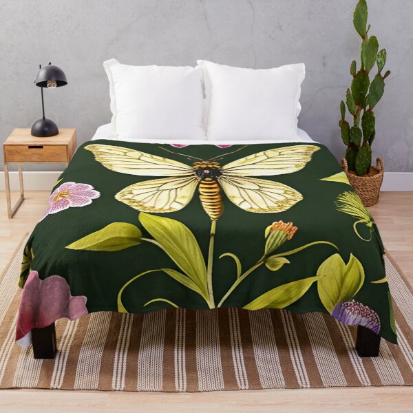 Item preview, Ivory butterfly on hunter-green background with floral edging designed and sold by scottanderson2.
