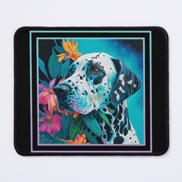 Item preview, Loyal Dalmatian Dog Floral Vibrant Tropical Digital Oil Painting Pet Portrait designed and sold by arthouseflunky.