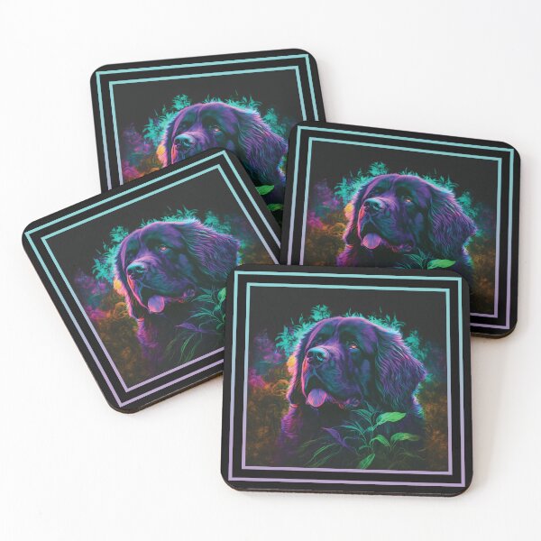 Item preview, Nifty Newfoundland Dog Floral Vibrant Tropical Digital Oil Painting Pet Portrait designed and sold by arthouseflunky.