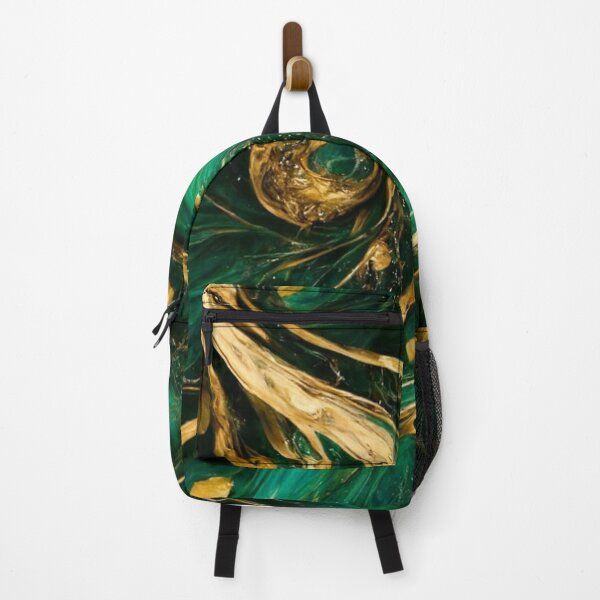 Item preview, Emerald green and gold flowy marble print designed and sold by HadeeeeL.